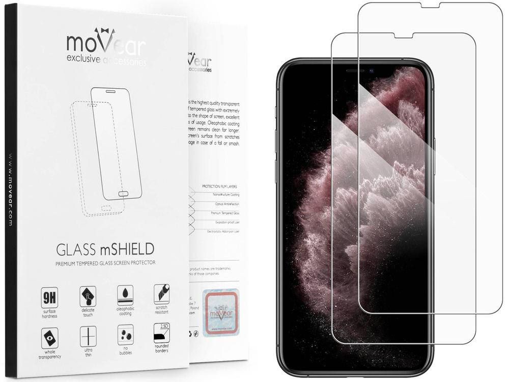 2 Stk. | moVear GLASS mSHIELD 2.5D für Apple iPhone 11 Pro Max / Xs Max (6.5") (Handyhülle freundlich)