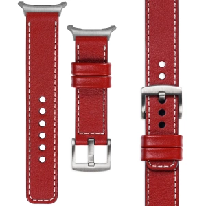 moVear Prestige C1 24mm Scarlet red Leather strap for Samsung Galaxy Watch Ultra | Scarlet red stitching [sizes XS-XXL and buckle to choose from]