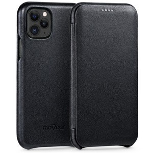 moVear flipSide S Leather slim case for Apple iPhone 11 Pro Max (6.5") | Smooth leather (Black)