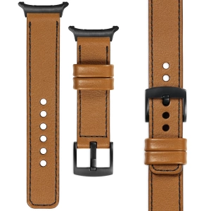 moVear Prestige C1 22mm Light brown Leather strap for Samsung Galaxy Watch Ultra | Light brown stitching [sizes XS-XXL and buckle to choose from]