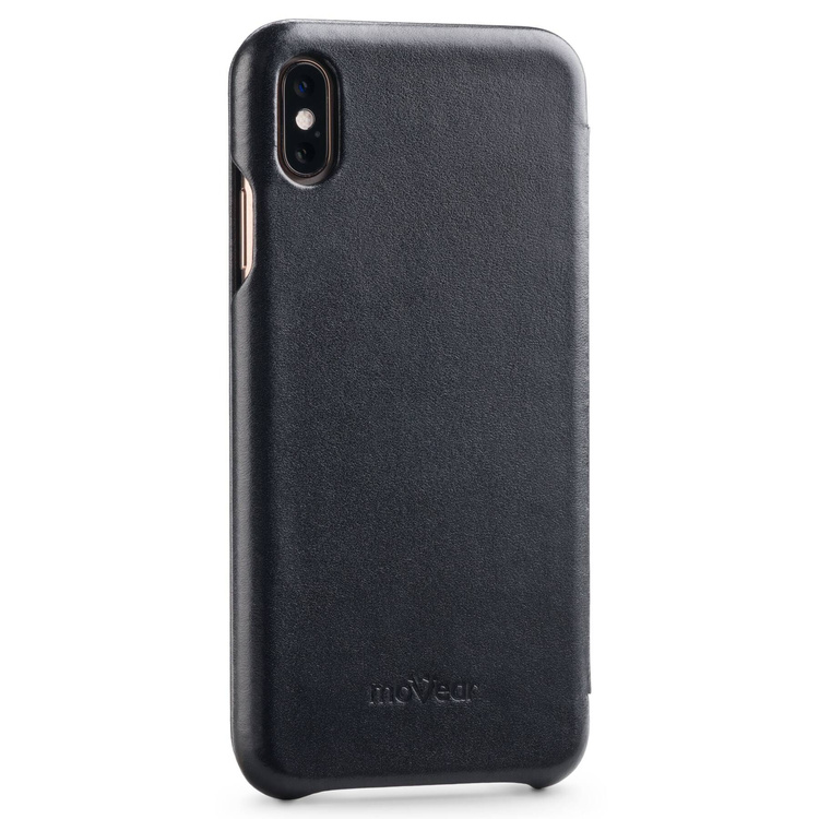moVear flipSide S Leather slim case for Apple iPhone Xs MAX (6.5") | Smooth leather (Black)