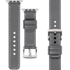 moVear Prestige C1 20mm Grau Lederarmband für Apple Watch 10 / 9 / 8 / 7 / 6 / 5 / 4 / SE (42/41/40mm) | Grau Nähte [Größen XS-XXL und Schnalle zur Auswahl]