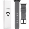 moVear Prestige C1 22mm Grau Lederarmband für Apple Watch 10 / 9 / 8 / 7 / 6 / 5 / 4 / SE (42/41/40mm) | Grau Nähte [Größen XS-XXL und Schnalle zur Auswahl]