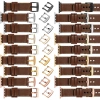 moVear Prestige C1 22mm Dunkelbraun Lederarmband für Apple Watch 10 / 9 / 8 / 7 / 6 / 5 / 4 / SE (42/41/40mm) | Dunkelbraun Nähte [Größen XS-XXL und Schnalle zur Auswahl]