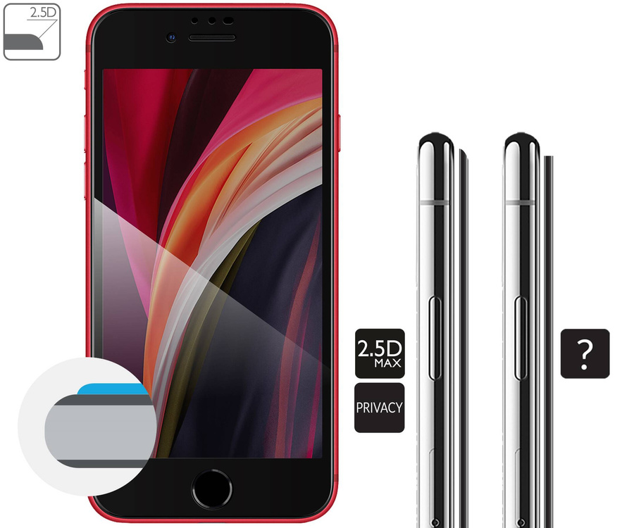 2 pcs. | moVear GLASS mSHIELD 2.5D MAX privacy for Apple iPhone SE (2022 / 2020) / 8 / 7 [ROZMIAR_EKRAN] | (Privatizing, case friendly)