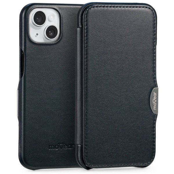 moVear flipSide C Leather case for Apple iPhone 13 (6.1") | Smooth leather (Black)