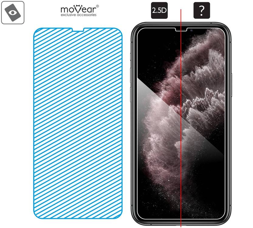 2 pcs. | moVear GLASS mSHIELD 2.5D for Apple iPhone 11 Pro Max / Xs Max (6.5") (case friendly)