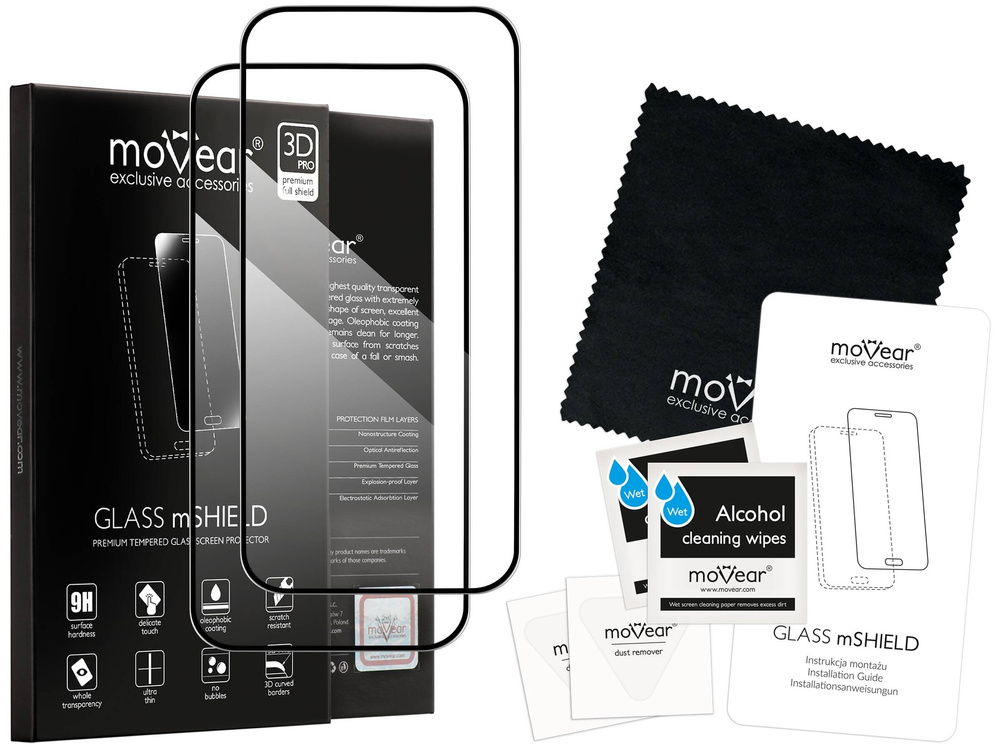 2 pcs. | moVear GLASS mSHIELD 3D PRO-E for Apple iPhone 14 Pro (6.1") (case friendly)