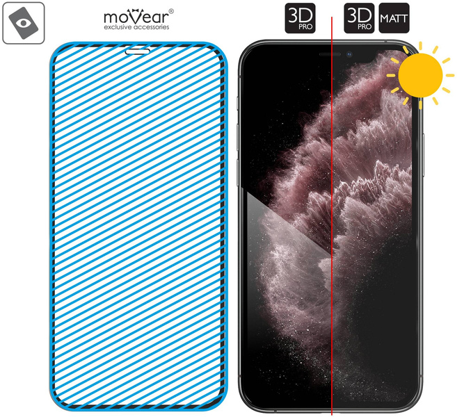 moVear GLASS mSHIELD 3D PRO MATT für Apple iPhone 11 Pro Max / Xs Max (6.5") | (Antireflex)