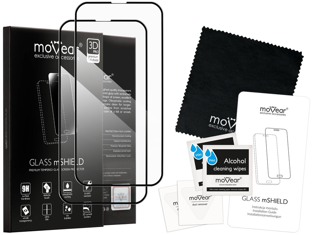 2 Stk. | moVear GLASS mSHIELD 3D PRO-E für Apple iPhone 13 Mini (5.4") (Handyhülle freundlich)