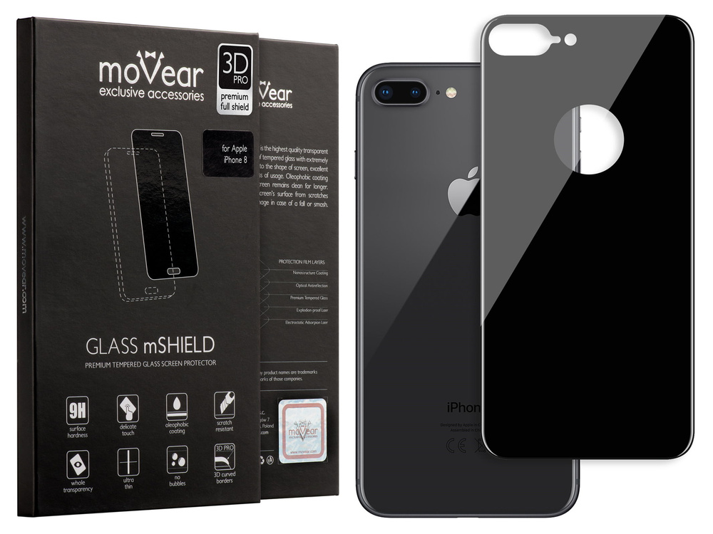 moVear GLASS mSHIELD 3D PRO for Apple iPhone 8 Plus | Tempered Glass screen protector (Back only)
