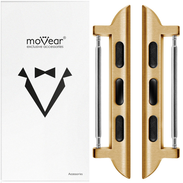 moVear | 18mm Uhrenarmbandadapter für Apple Watch 9/8/7/6/SE/5/4/3/2/1 (45/44/42mm) & Ultra (49mm) | Golden Rostfreier Stahl +PVD