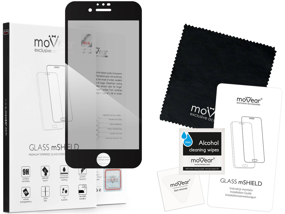moVear GLASS mSHIELD 2.5D MAX privacy for Apple iPhone SE (2022 / 2020) / 8 / 7 [ROZMIAR_EKRAN] | (Privatizing, case friendly)