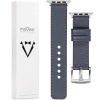 moVear Prestige C1 20mm Stahlgrau Lederarmband für Apple Watch 10 / 9 / 8 / 7 / 6 / 5 / 4 / SE (42/41/40mm) | Stahlgrau Nähte [Größen XS-XXL und Schnalle zur Auswahl]