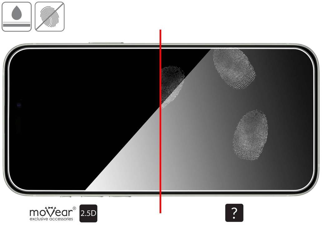 2 pcs. | moVear mBOX GLASS mSHIELD 2.5D for Apple iPhone 16/15 Plus / 15 Pro Max (6.7") (easy installation)