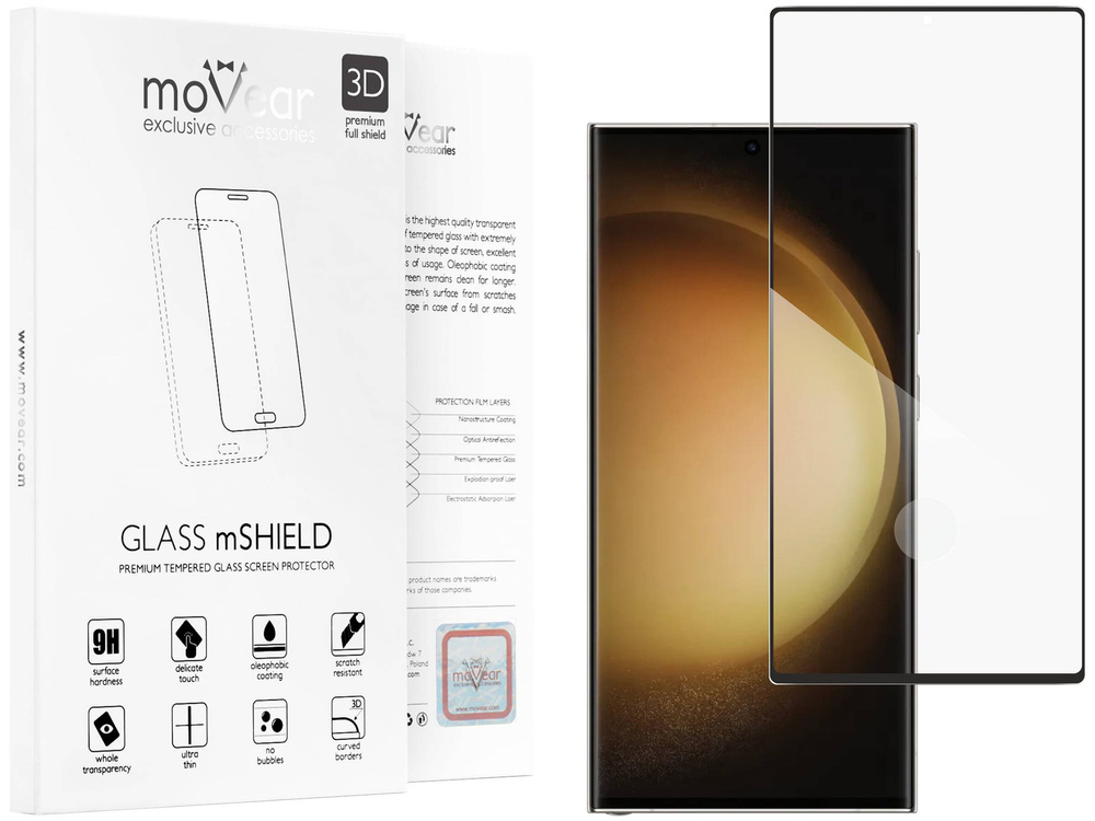 moVear GLASS mSHIELD 3D for Samsung Galaxy S23 Ultra (6.8") (full screen protection)