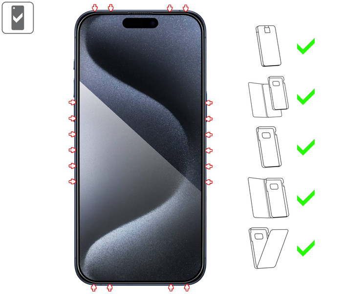 moVear mBOX GLASS mSHIELD 2.5D MAX privacy for Apple iPhone 15 Pro Max (6.7") (Anti spy, with Applicator)