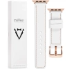 moVear Prestige C1 20mm White Leather strap for Apple Watch 10 / 9 / 8 / 7 / 6 / 5 / 4 / SE (42/41/40mm) | White stitching [sizes XS-XXL and buckle to choose from]