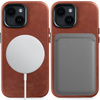 moVear [PRODUCT_MODEL] Leather back cover for Apple iPhone 14 (6,1") | MagSafe compatible, Natural oiled leather (Auburn brown)