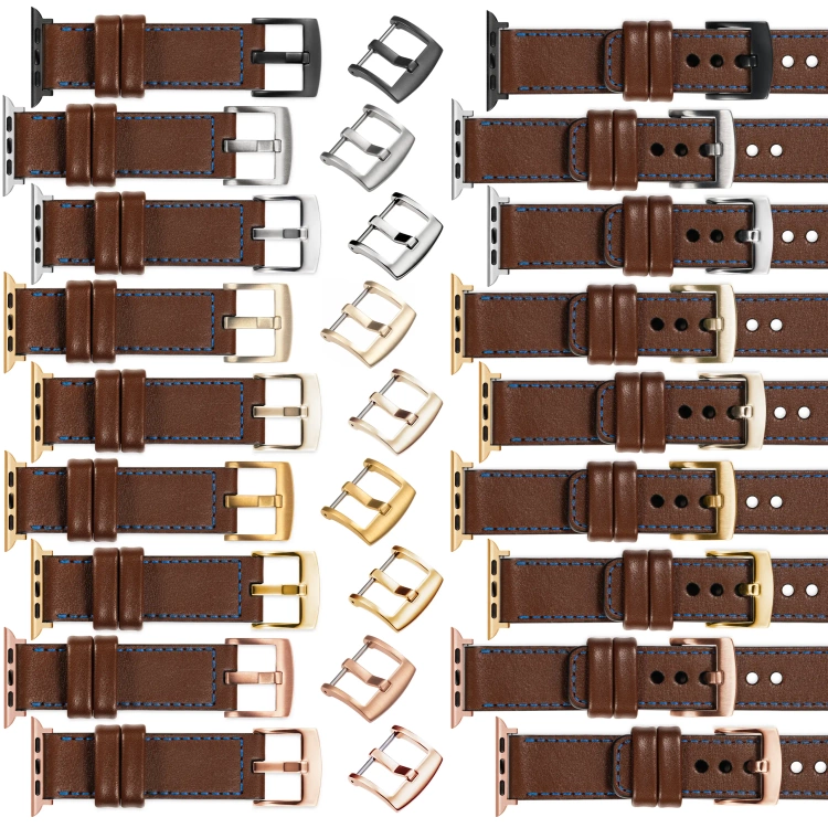 moVear Prestige C1 22mm Dunkelbraun Lederarmband für Apple Watch 10 / 9 / 8 / 7 / 6 / 5 / 4 / SE (42/41/40mm) | Dunkelbraun Nähte [Größen XS-XXL und Schnalle zur Auswahl]