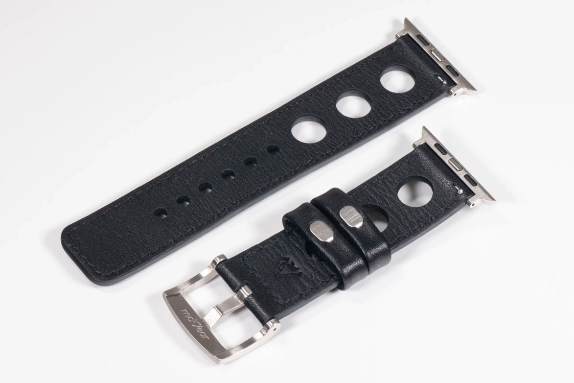 Leather watch strap