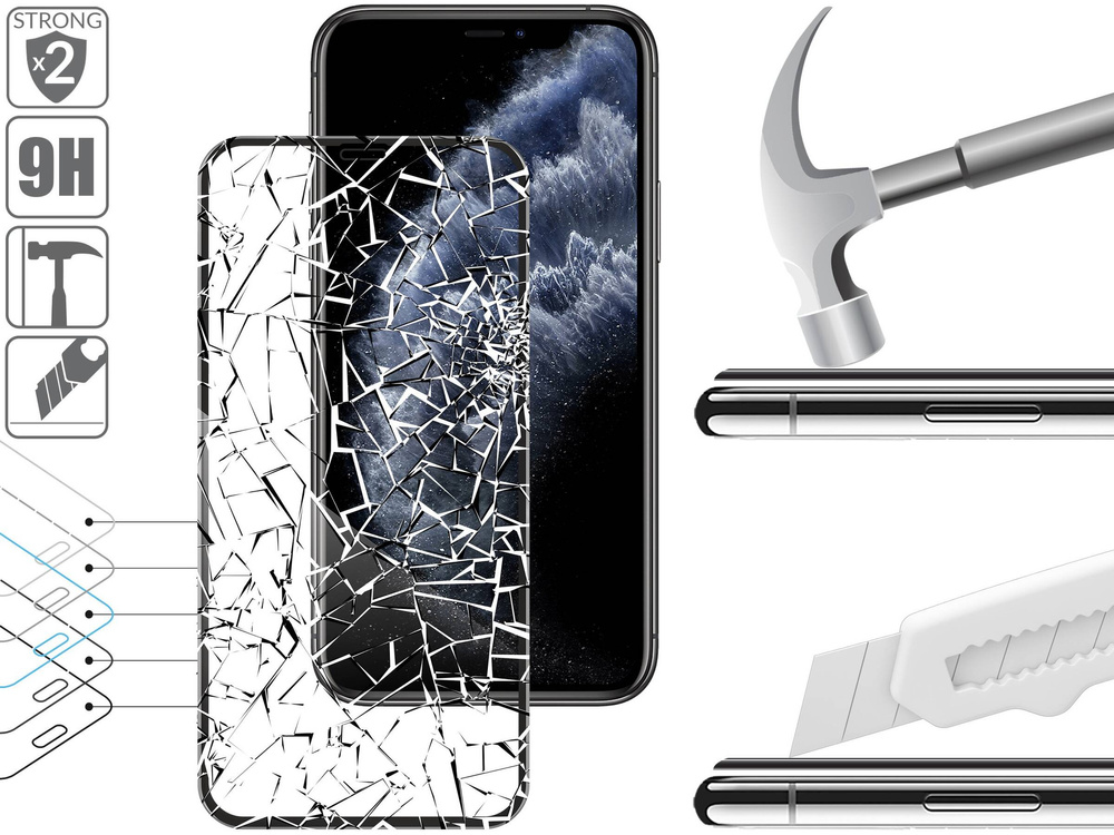 2 pcs. | moVear GLASS mSHIELD 3D PRO for Apple iPhone 11 Pro / Xs / X (5.8") (full screen protection)