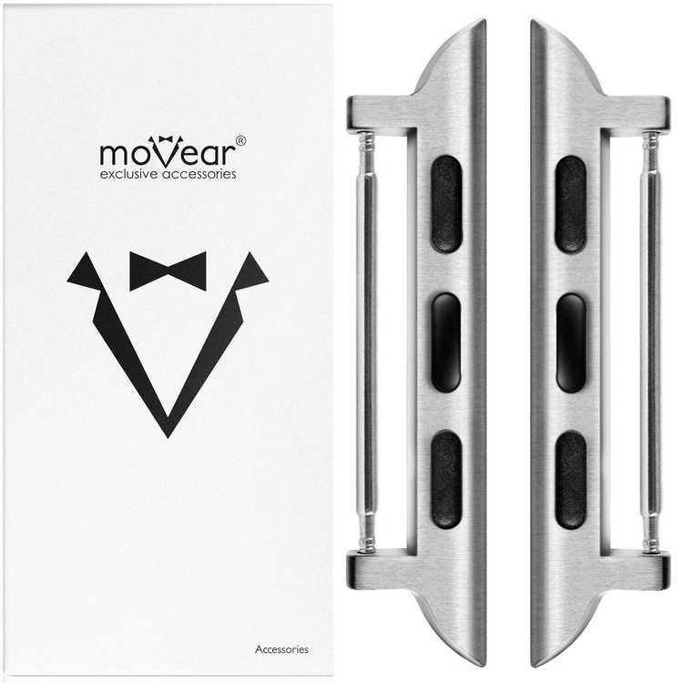 moVear | 24mm Uhrenarmbandadapter für Apple Watch 9/8/7/6/SE/5/4/3/2/1 (45/44/42mm) & Ultra (49mm) | Silber Rostfreier Stahl