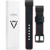 moVear Prestige C1 Lederarmband für Garmin QuickFit 26mm (Fenix / Epix / Quatix / Tactix / Enduro - 51mm) Schwarz, Schwarz Nähte [Größen XS-XXL und Schnalle zur Auswahl]