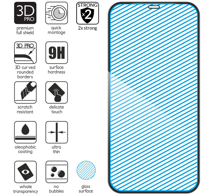 moVear GLASS mSHIELD 3D PRO-E für Apple iPhone 12 Mini (5.4") (Handyhülle freundlich)