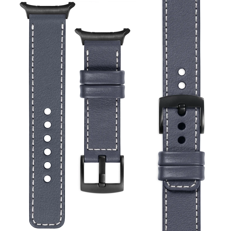 moVear Prestige C1 24mm Steel gray Leather strap for Samsung Galaxy Watch Ultra | Steel gray stitching [sizes XS-XXL and buckle to choose from]
