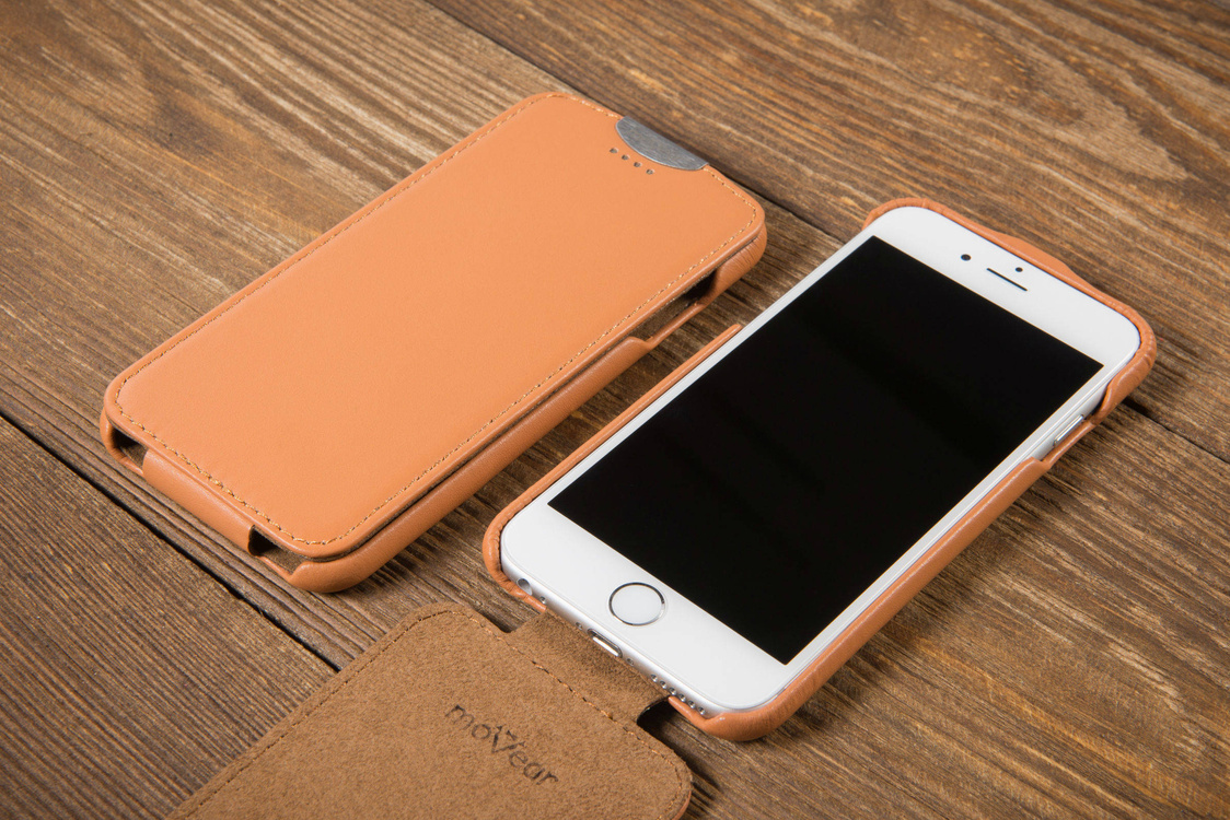 moVear flipDown C+ Leather Case for Apple iPhone 6 / 6s | Smooth, Cappuccino