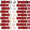 moVear Prestige C1 24mm Scarlet red Leather strap for Apple Watch 10 / 9 / 8 / 7 / 6 / 5 / 4 / SE (46/45/44mm) & Ultra (49mm) | Scarlet red stitching [sizes XS-XXL and buckle to choose from]