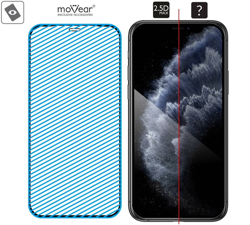 2 pcs. | moVear GLASS mSHIELD 2.5D MAX for Apple iPhone 11 Pro / Xs / X (5.8") (case friendly)