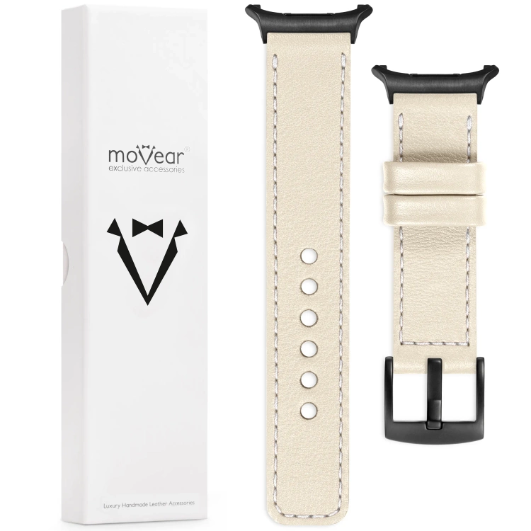 moVear Prestige C1 24mm Nude Lederarmband für Samsung Galaxy Watch Ultra | Nude Nähte [Größen XS-XXL und Schnalle zur Auswahl]