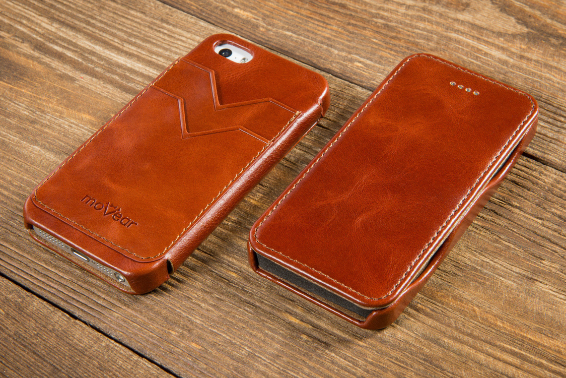 moVear flipSide C+ Leather Case for Apple iPhone SE / 5s / 5 | Vintage, Brown
