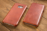 moVear flipSide S Ledertasche für Samsung Galaxy S7 edge (5.5") | Glatte Leder, Handy Hülle book type (Braun)