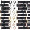 moVear Prestige C1 24mm Schwarz Lederarmband für Apple Watch 10 / 9 / 8 / 7 / 6 / 5 / 4 / SE (46/45/44mm) & Ultra (49mm) | Schwarz Nähte [Größen XS-XXL und Schnalle zur Auswahl]