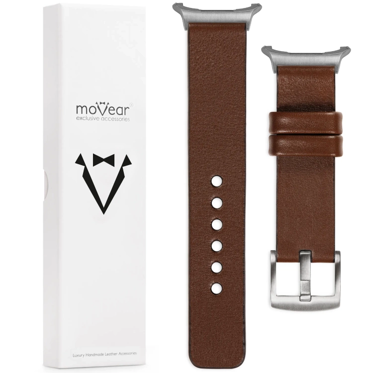 moVear Prestige S1 24mm Leather strap for Samsung Galaxy Watch Ultra Dark brown [sizes XS-XXL and buckle to choose from]