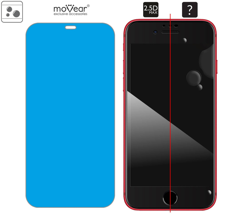 2 pcs. | moVear GLASS mSHIELD 2.5D MAX for Apple iPhone SE (2022 / 2020) / 8 / 7 (4.7") (case friendly)