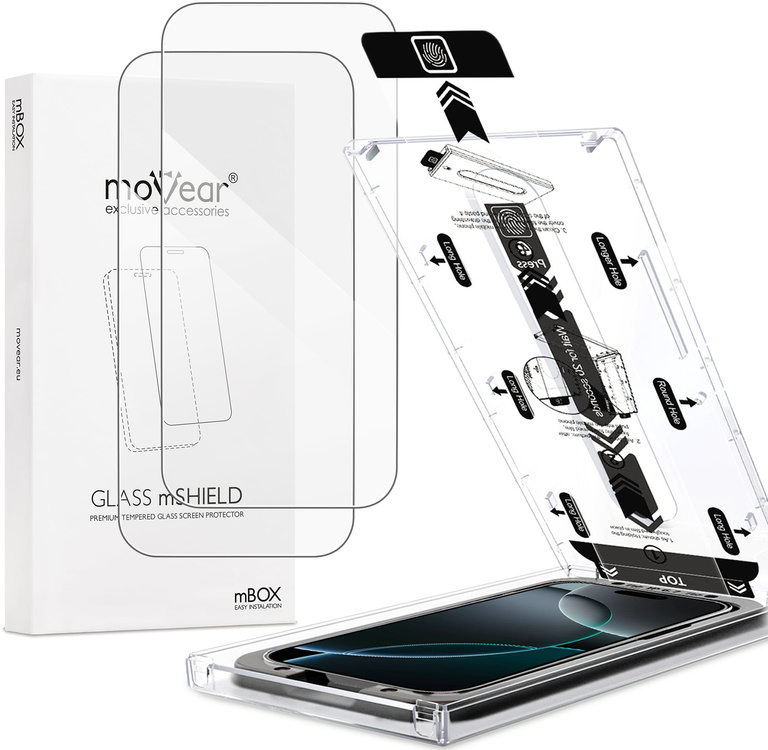 2 pcs. | moVear mBOX GLASS mSHIELD 2.5D for Apple iPhone 17 Pro Max / 16 Pro Max (6.9") (easy installation)