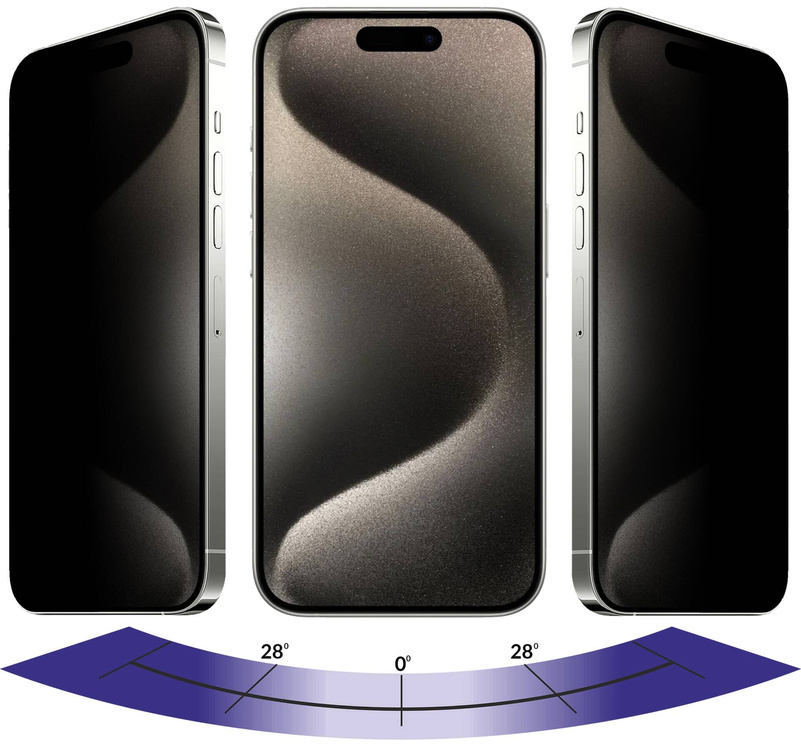 moVear mBOX GLASS mSHIELD 3D PRO privacy für Apple iPhone 15 Pro (6.1") (Privatisieren, mit Applikator)