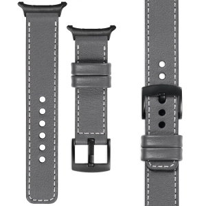 moVear Prestige C1 22mm Gray Leather strap for Samsung Galaxy Watch Ultra | Gray stitching [sizes XS-XXL and buckle to choose from]