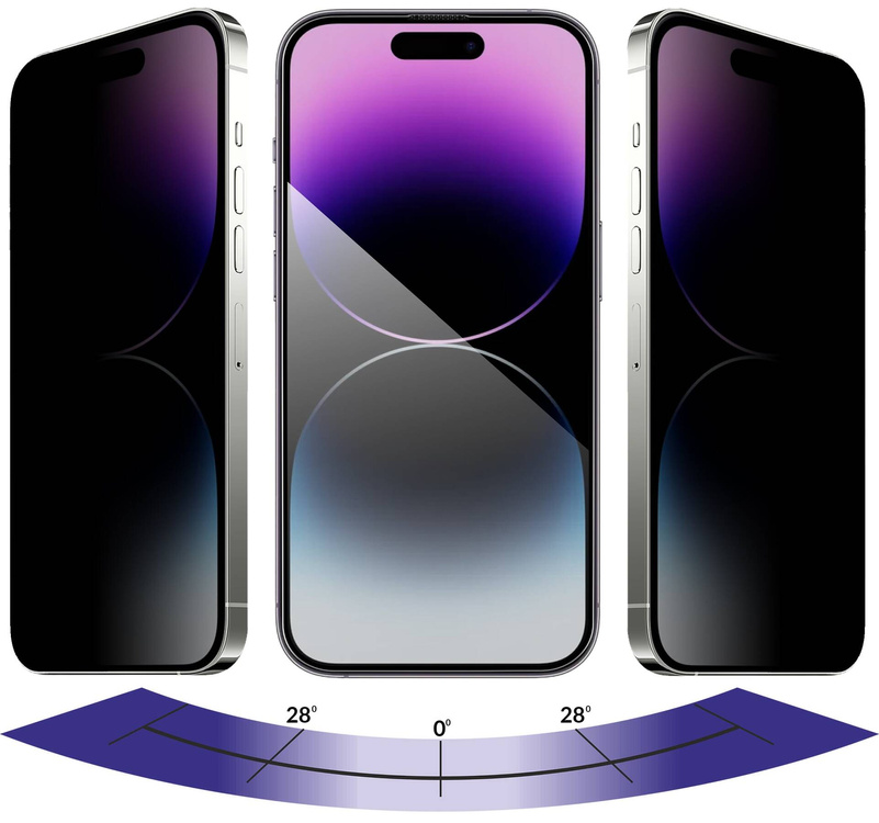 moVear mBOX GLASS mSHIELD 2.5D MAX privacy for Apple iPhone 14 Pro Max (6.7") (Anti spy, with Applicator)