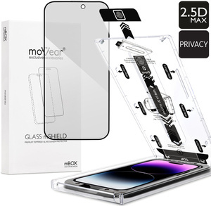 moVear mBOX GLASS mSHIELD 2.5D MAX privacy for Apple iPhone 14 Pro Max (6.7") (Anti spy, with Applicator)