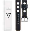 moVear Prestige R1 22mm leather watch strap | Black, Black stitching [sizes XS-XXL and buckle to choose from]