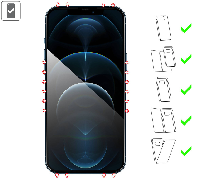moVear mBOX GLASS mSHIELD 2.5D MAX privacy für Apple iPhone 12 Pro Max (6.7") (Anti-Spionage, mit Applikator)