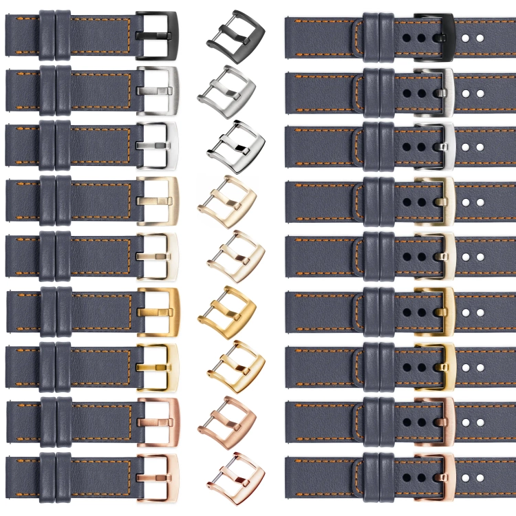moVear Prestige C1 22mm Uhrenarmband aus Leder | Stahlgrau, Stahlgrau Nähte [Größen XS-XXL und Schnalle zur Auswahl]