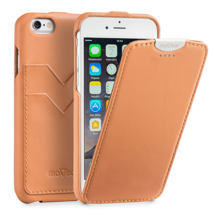 moVear flipDown C+ Leather Case for Apple iPhone 6 / 6s | Smooth, Cappuccino