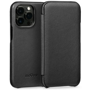 moVear flipSide S Leather slim case for Apple iPhone 13 Pro Max (6.7") | Smooth leather (Black)