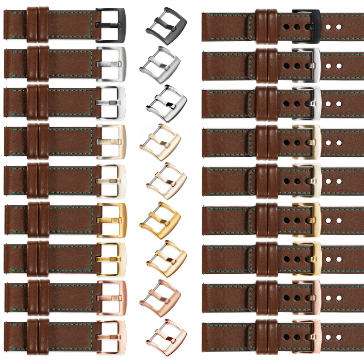 moVear Prestige C1 22mm leather watch strap | Dark brown, Dark brown stitching [sizes XS-XXL and buckle to choose from]